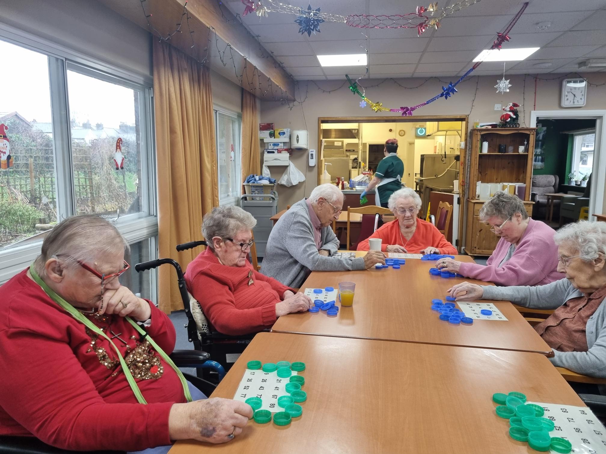 residents playing bingo 