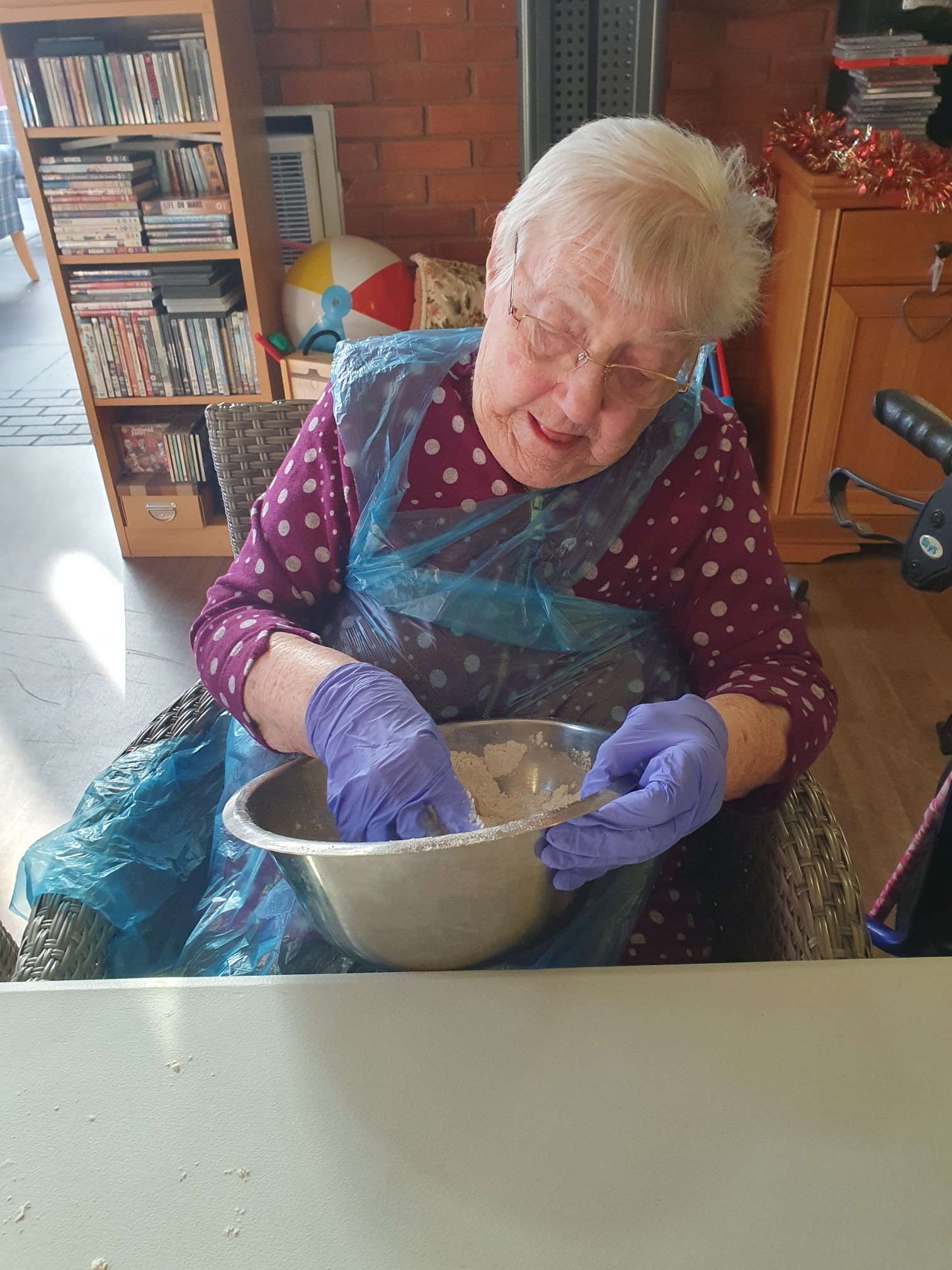 resident making Welsh cakes