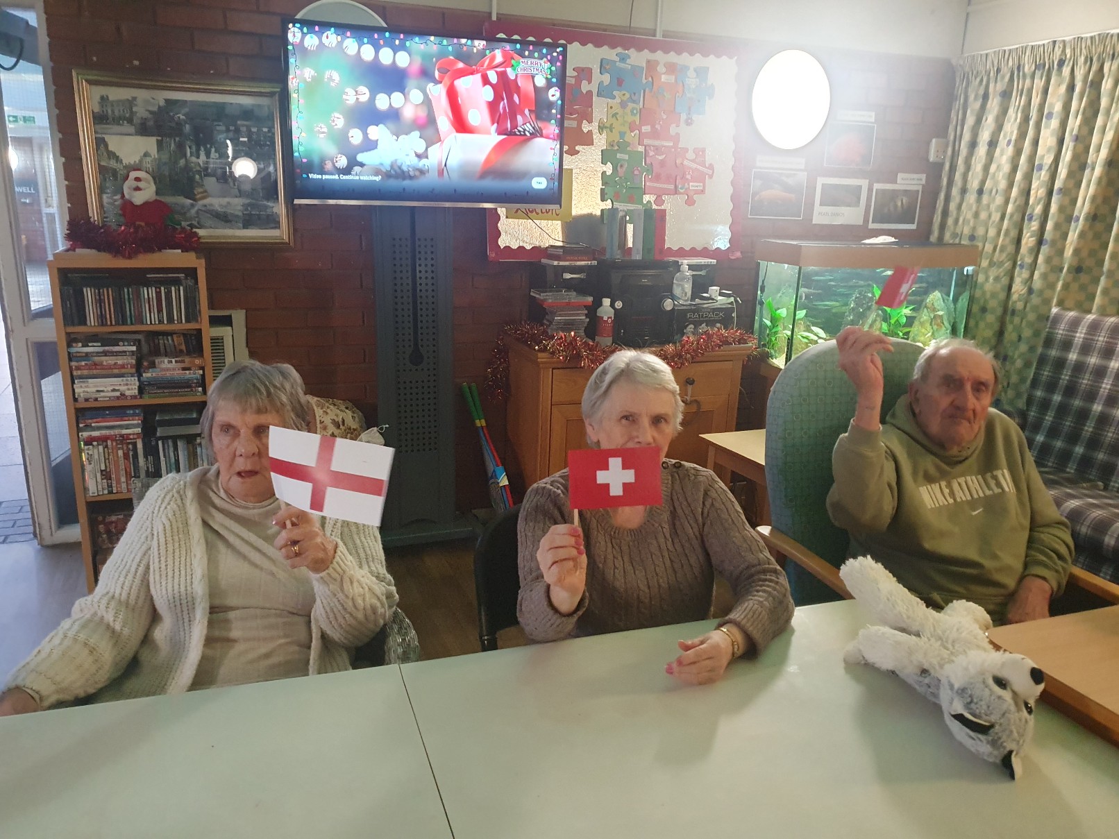 residents with England flags