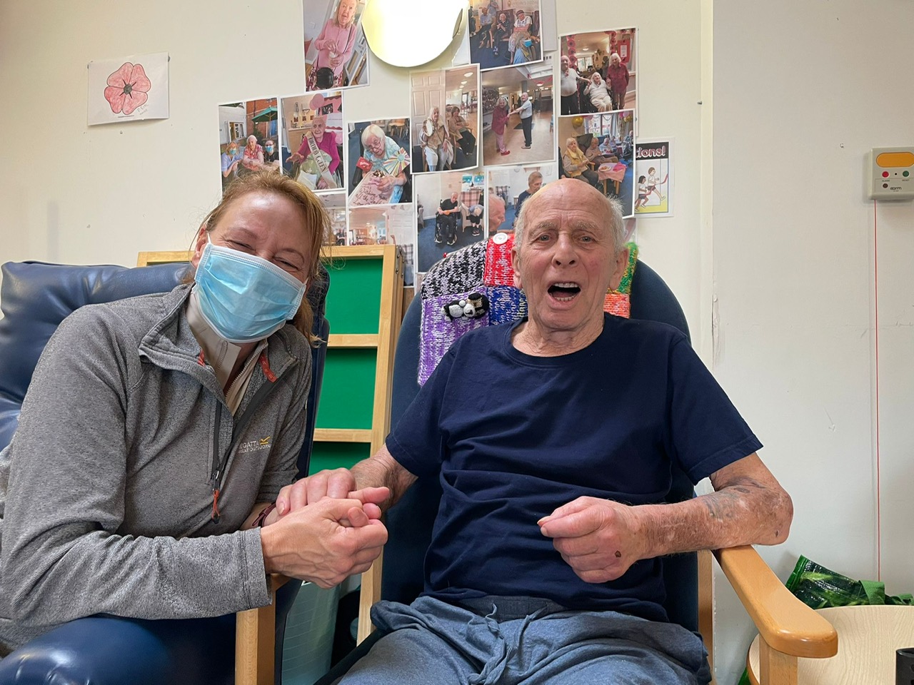 resident and his daughter having a laugh whilst singing