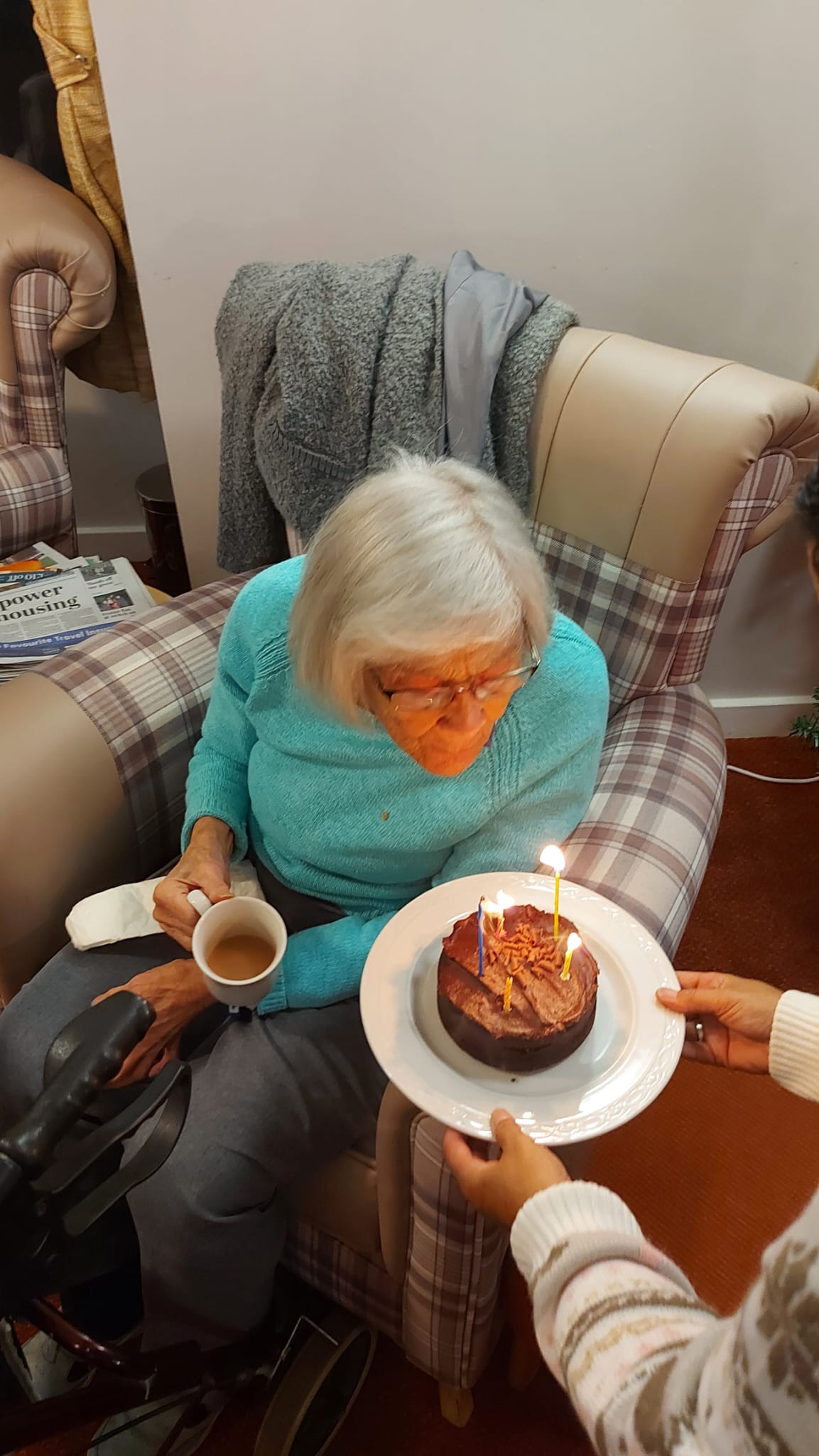 Geraldine blowing out her birthday candles 