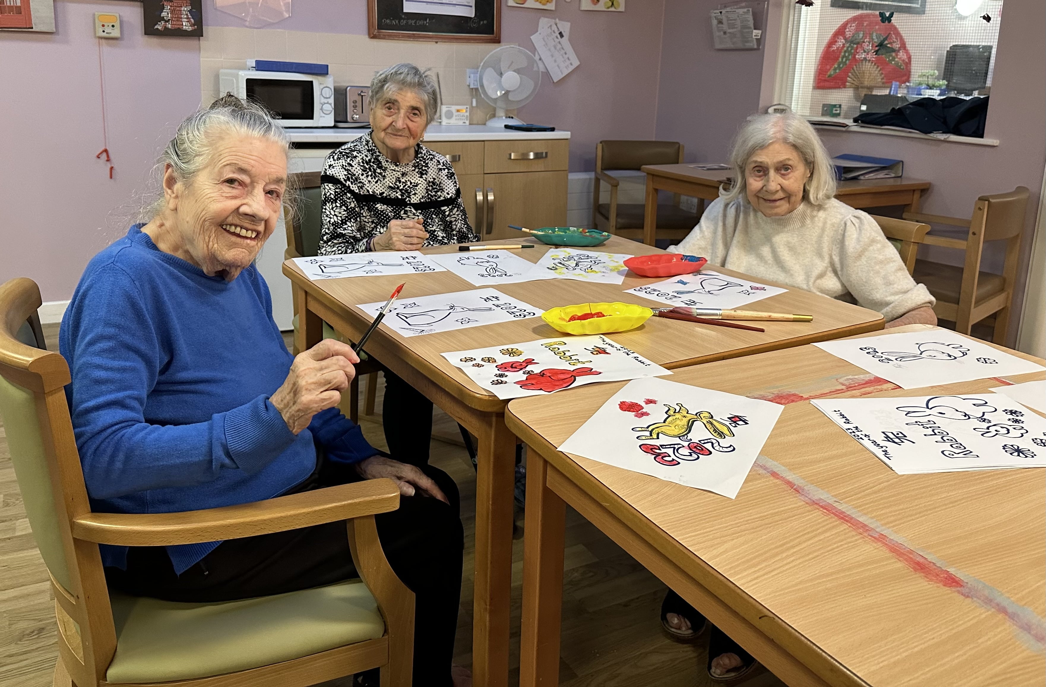 residents painting Chinese rabbits
