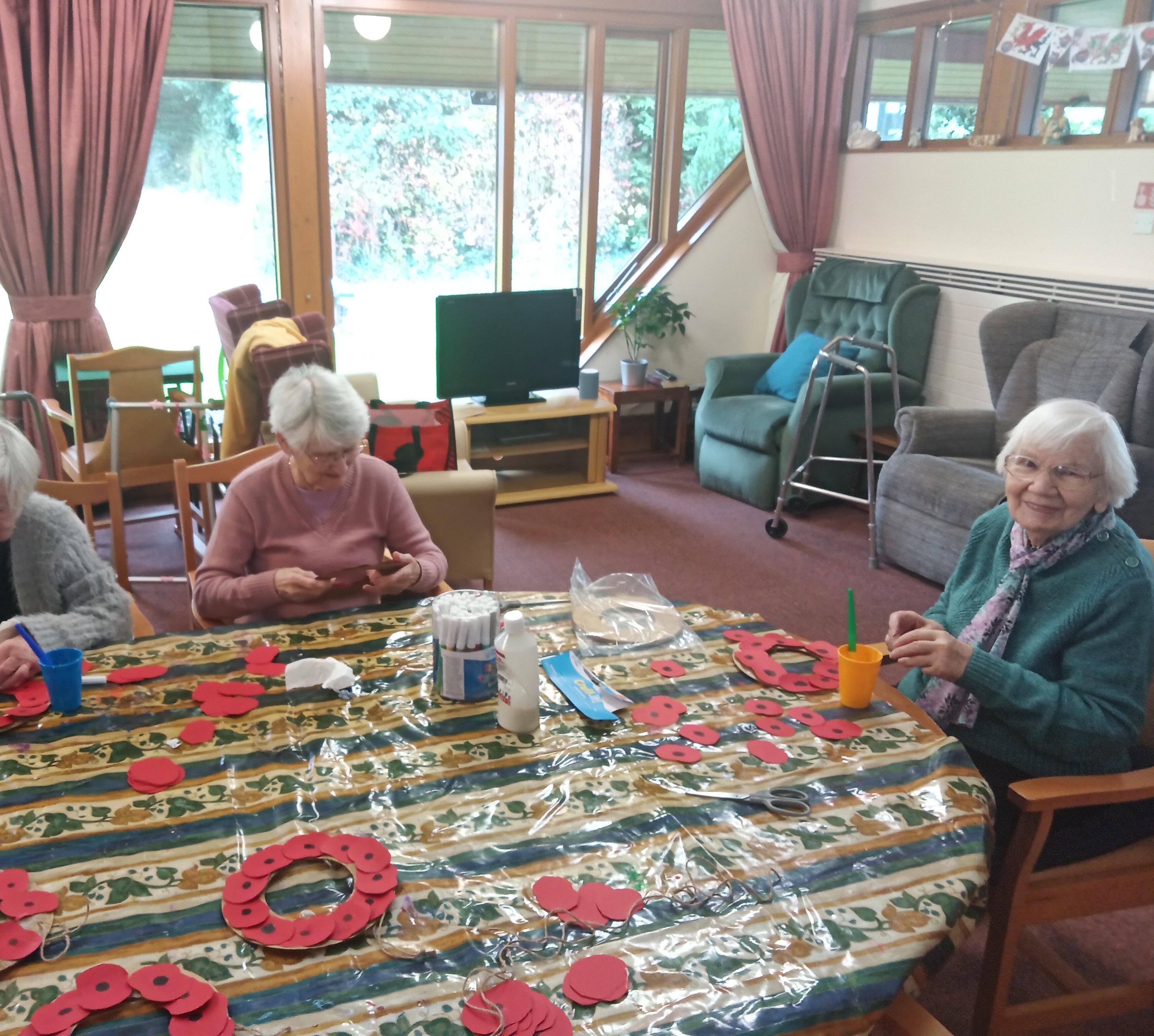 residents making poppies  