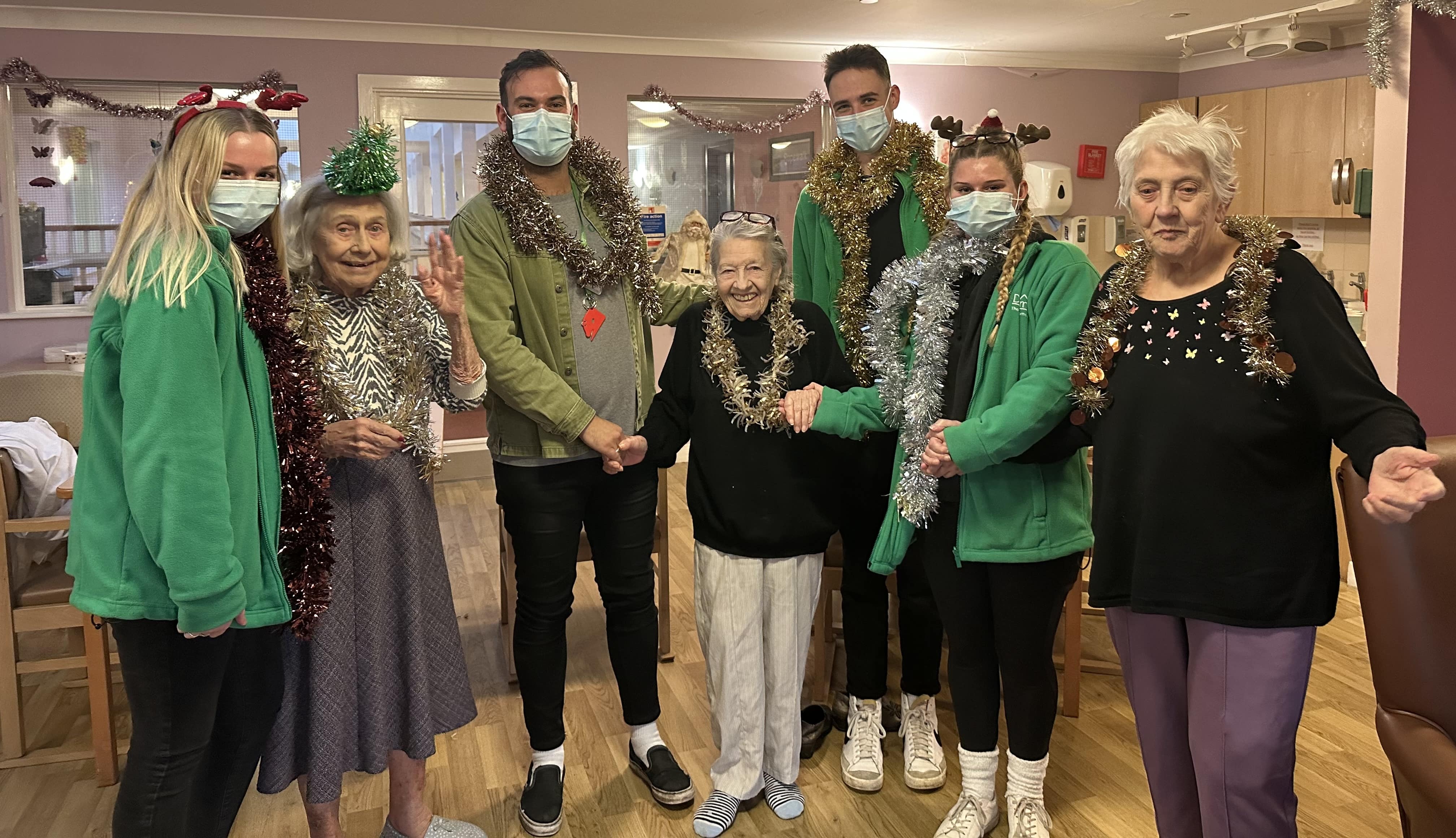 Dunelm helpers with residents 