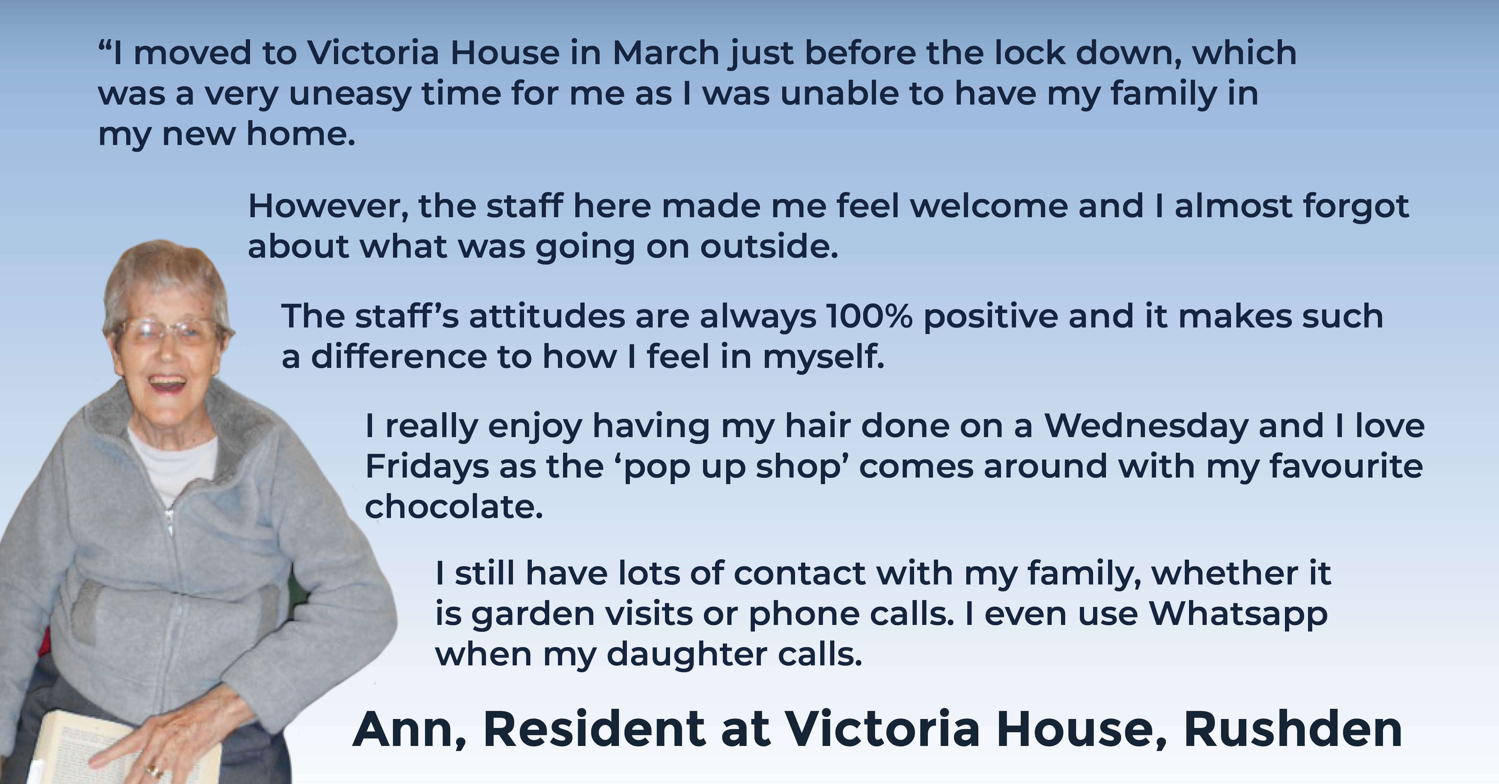 Resident testimonial ANN CLIFF RESIDENT TESTIMONIAL