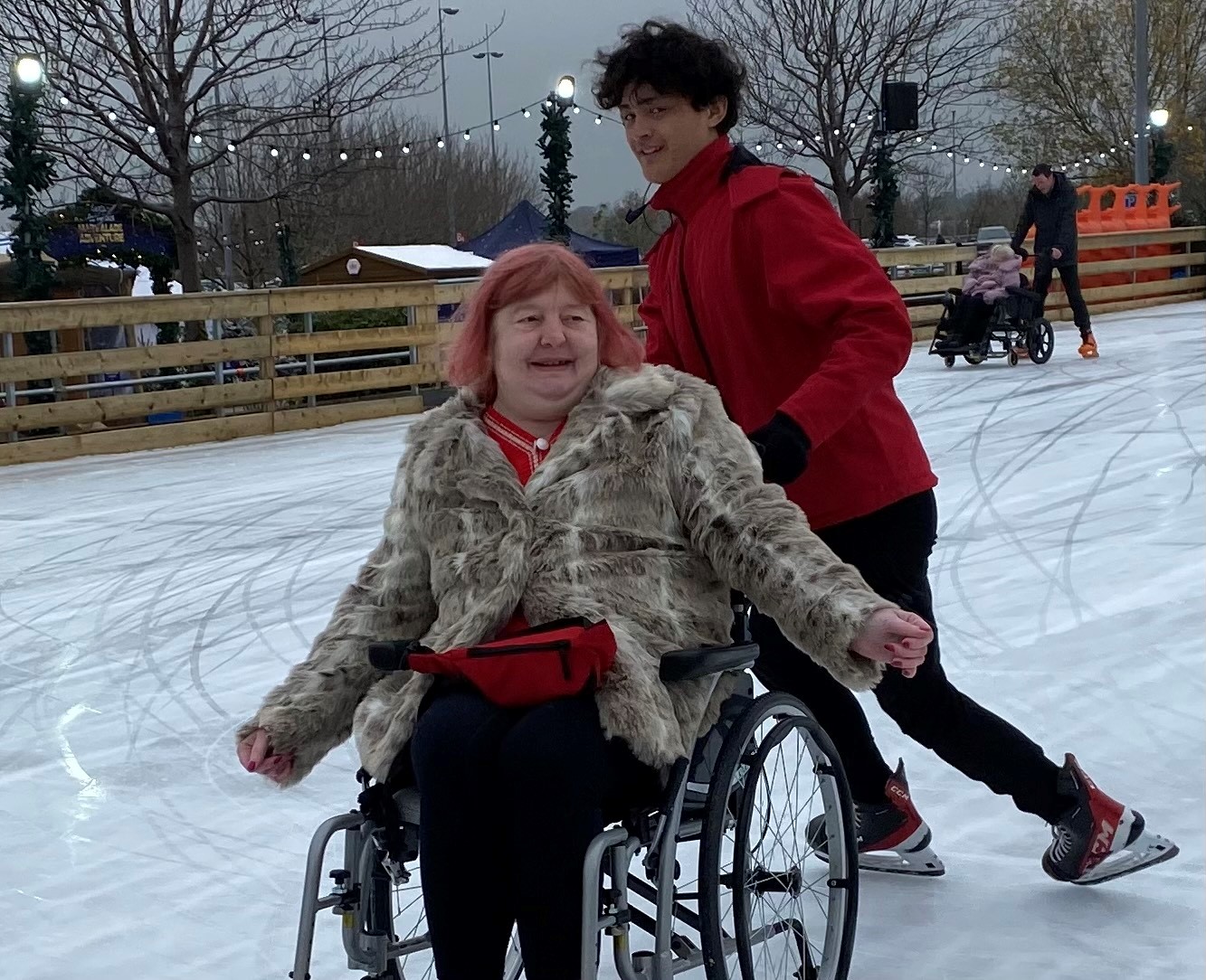 resident in wheelchair iceskating