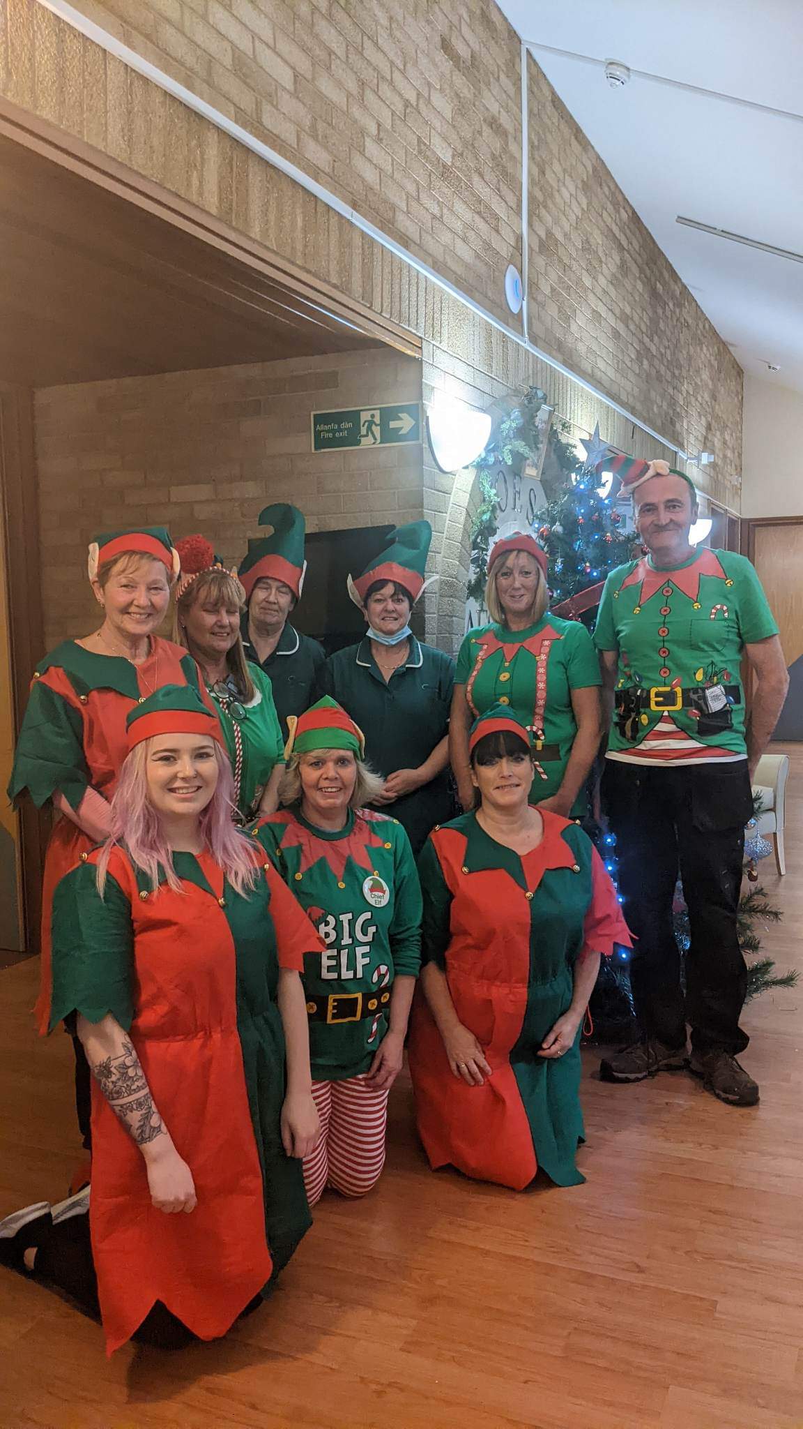 employees dressed as elf's for elf day