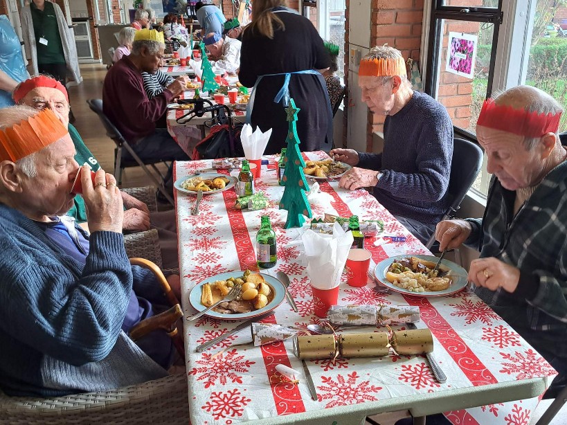 residents eating New Years day lunch